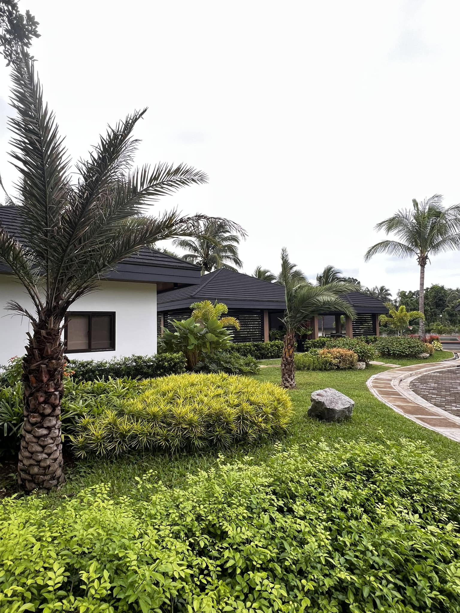 Poolside view of a completed guest house